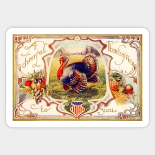 Vintage Happy Thanksgiving Turkey Sticker